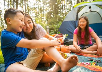 Kids having fun camping.