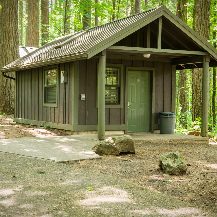 A cabin at Battle Ground Lake State Park.