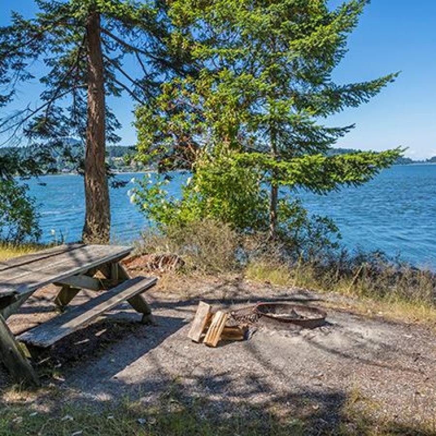 Campsite with water view