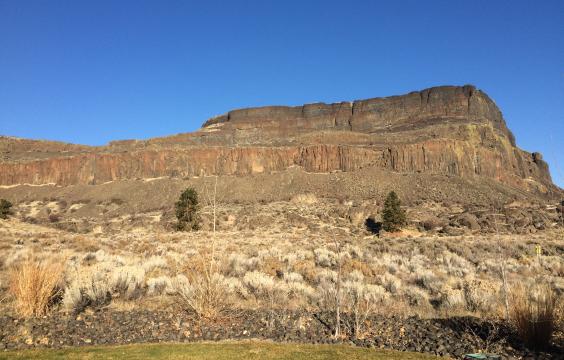 Basalt cliffs, blue sky